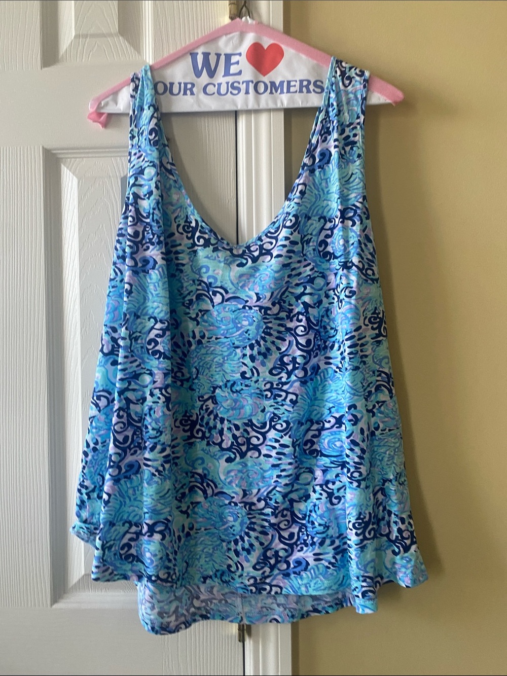 Lilly Pulitzer Blue Aqua Swirl V-Neck Tank